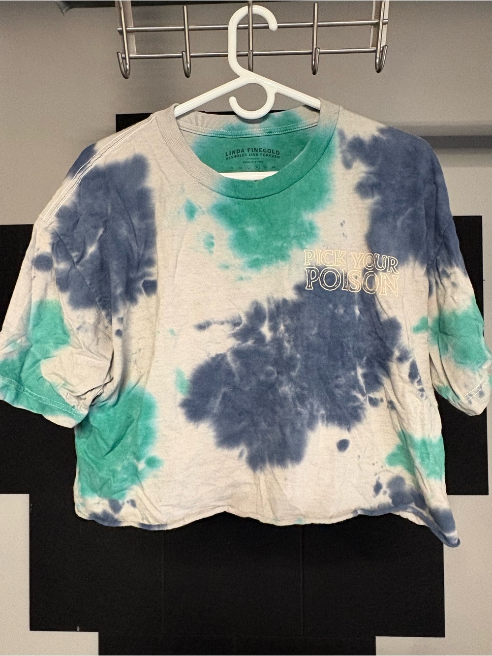 Linda Pingold Tie-Dye Crop Tee in Navy & Teal - "Pick Your Poison"